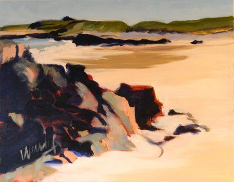 Gail Wendorf 'Blue Skies, Low Tide, Iona I' oil on canvas 28x35.5cm