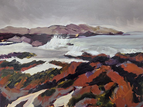 Gail Wendorf 'Iona, After the Storm I' oil on board 23x30.5cm