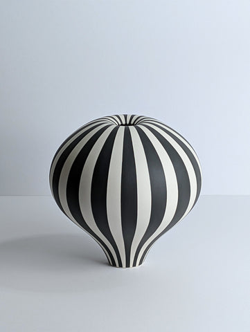 Georgie Gardiner 'Large Black & White Humbug Vessel' ceramic H19xD18.5cm