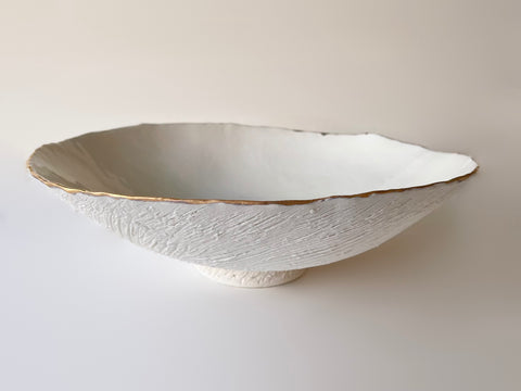 Ghaz Ahmad ‘Large Footed Bowl with Gold Rim’ porcelain 30.5x30.5x9cm