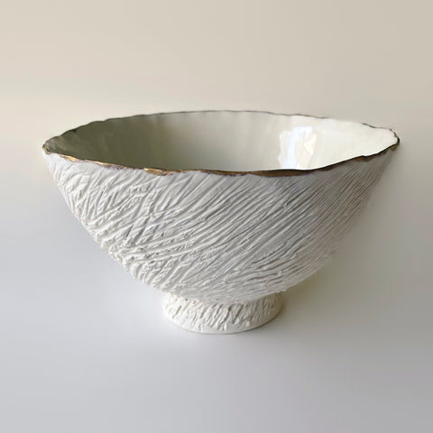 Ghaz Ahmad ‘Medium Footed Bowl with Gold Rim I’ ceramic 20x20x10.5cm
