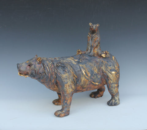 Jack Durling 'Grizzly Bear Mother' ceramic H34cm L45cm