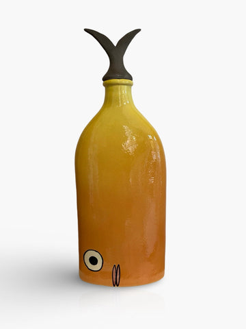 Guy Routledge 'Large fish bottle' orange and yellow H43 x W16.5cm