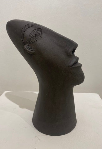 Guy Routledge ‘Small long head' black ceramic H27xW22xD9cm