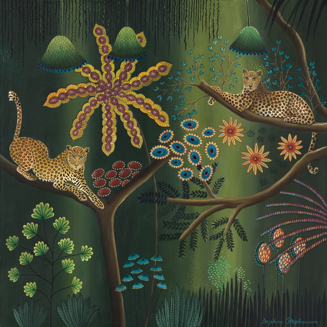 Daphne Stephenson 'Jungle Harmony' Square Silk Scarf 170cm x 45cm