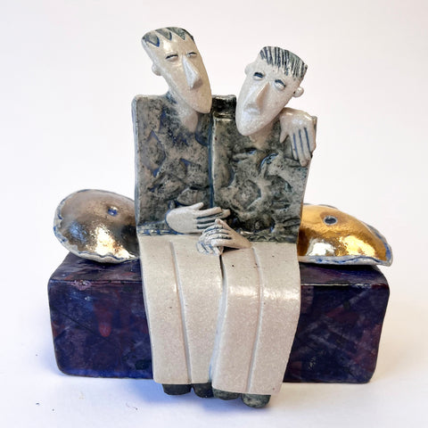 Helen Martino 'Friends Talking' ceramic H11.5xW11xD6cm