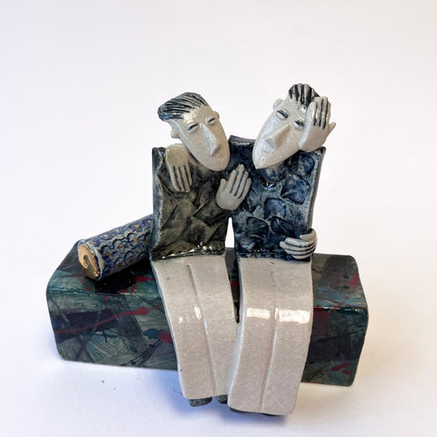 Helen Martino 'Having a Laugh Together' ceramic H11xW12xD6.5cm