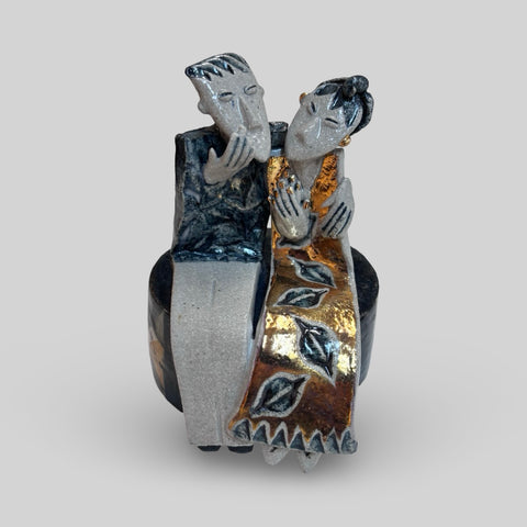 Helen Martino 'Laughing Together' ceramic 11x8x9cm