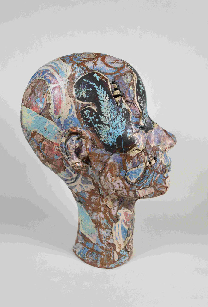 Helen Nottage 'Female Head - Meadow Print' 29x17x22cm
