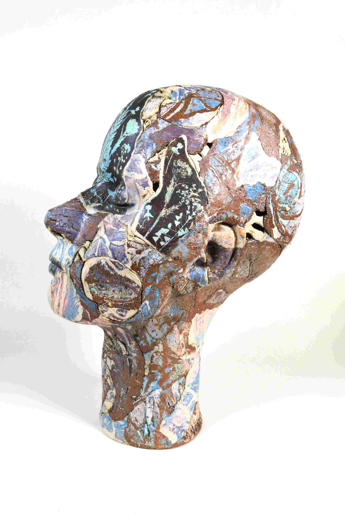 Helen Nottage 'Female Head - Meadow Print' 29x17x22cm