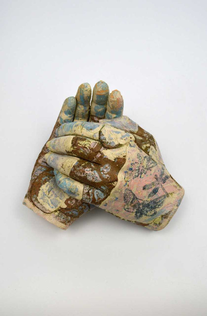 Helen Nottage 'Hands - Insect Print' ceramic 10x16x14cm