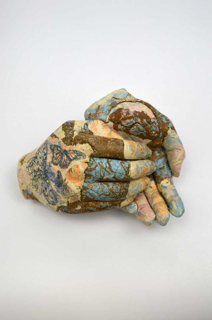 Helen Nottage 'Hands - Insect Print' ceramic 10x16x14cm