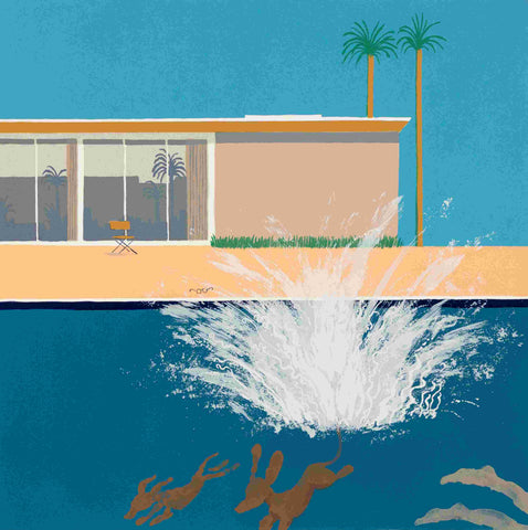 Mychael Barratt 'Hockney's Dog - Absoutely the biggest splash' screenprint 50x50cm