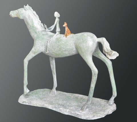 Dawn Benson 'Hunters' 53x59cm bronze sculpture