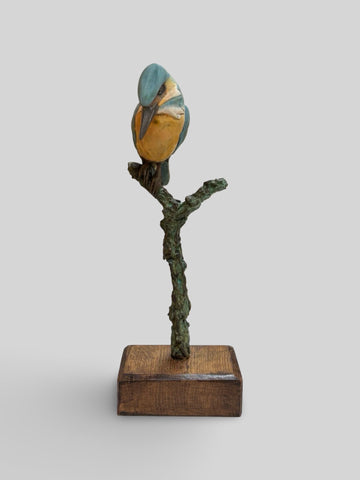 David Cooke 'Kingfisher' ceramic on bronze H41cm