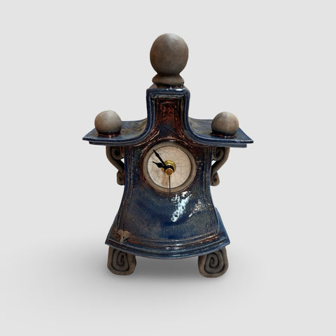 Ian Roberts 'Blue Lustre Mantel Clock' ceramic H23xW15xD10cm