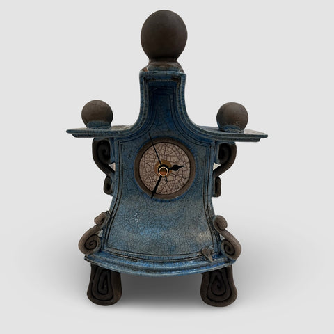 Ian Roberts ‘Mantel Clock’ (Light Blue) ceramic H22cm x W14cm x D9cm