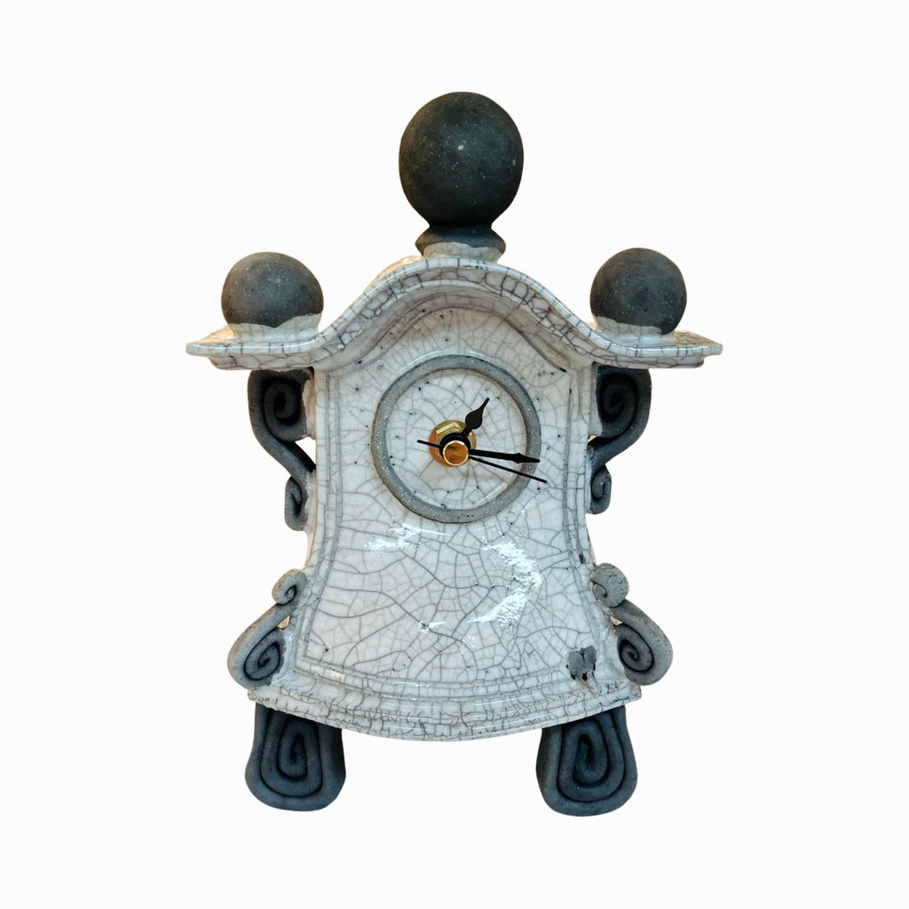 Ian Roberts ‘Mantel Clock’ (White) ceramic H23cm