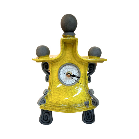 Ian Roberts ‘Mantel Clock’ (Yellow) ceramic H23cm