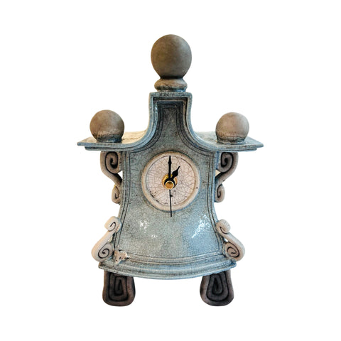 Ian Roberts ‘Mantel Clock’ (Light Blue) ceramic H23cm