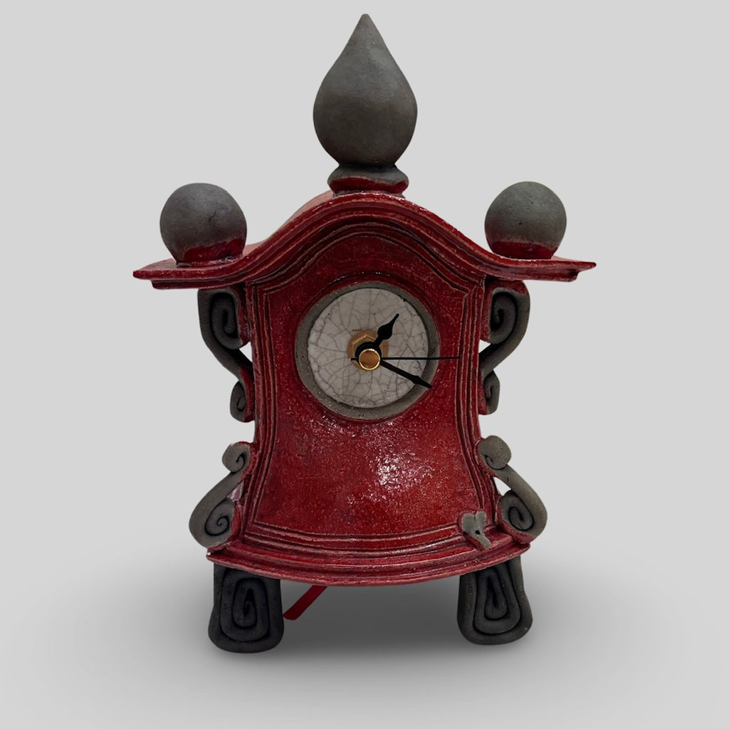 Ian Roberts ‘Mantel Clock’ (Red) ceramic H22cm x W14cm x D9cm