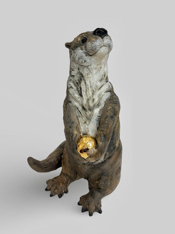 Jack Durling 'Precious Stone, Otter' stoneware with gold lustre