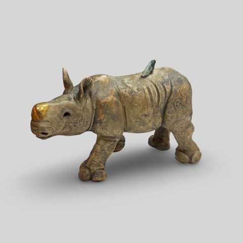 Jack Durling 'White Rhino Calf' ceramic H14xW21xD9cm