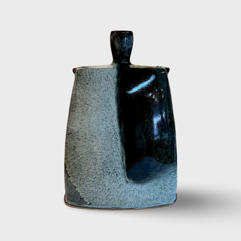 James Hake ‘Thrown and Altered Vase (24)’ ceramic with Nuka and Tenmoku glazes H44cm x W29.5cm x D18cm