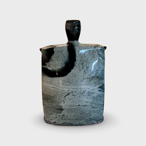 James Hake ‘Thrown and Altered Vessel (23)’ ceramic with Nuka and Tenmoku glazes H39.5cm x W25cm x D14.5cm