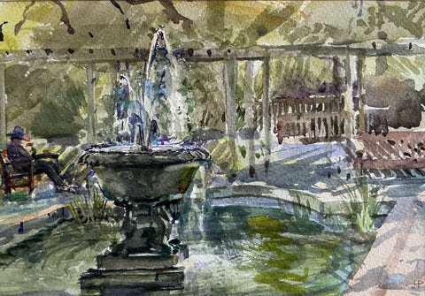 James Parfitt 'The English Garden, Battersea Park' watercolour 17.5x25cm (28x20cm framed)