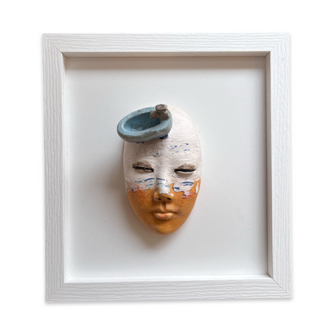 Jenny Chan 'Unwind' framed ceramic 26x24x6cm