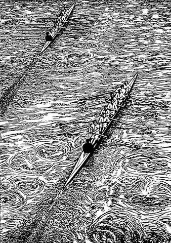 Jenny Dingwall 'The Race' linocut 21x29cm (unframed)
