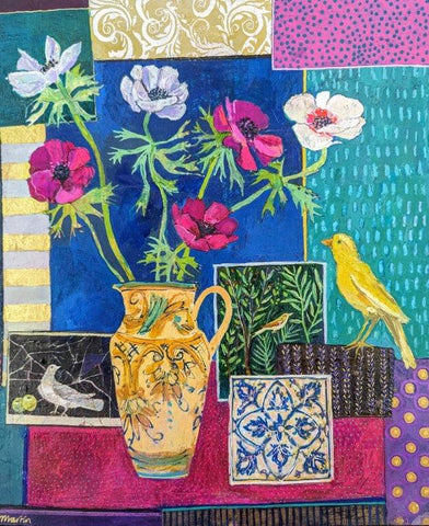 Jenny Martin RSW 'From the House of Adonis' mixed media 43x38cm