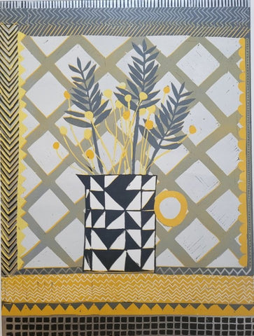 Jenny Martin RSW 'Silver Ferns' linocut print 40x30cm (mounted, unframed)