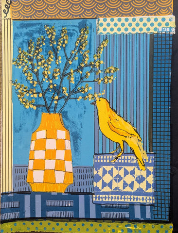 Jenny Martin RSW 'The Canary' screenprint (mounted, unframed) 38x28cm
