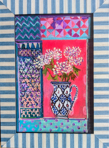 Jenny Martin RSW 'Tiny Jewelled Painting - Moroccan Jug' mixed media 15x10cm (21x16cm framed)
