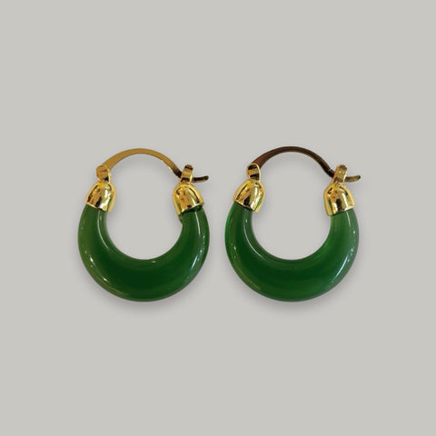 Jewel House Rocks 'Jade crescent earrings' 2cm diameter