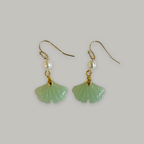 Jewel House Rocks 'Jade drop earrings with pearl seed' 3.5cm length