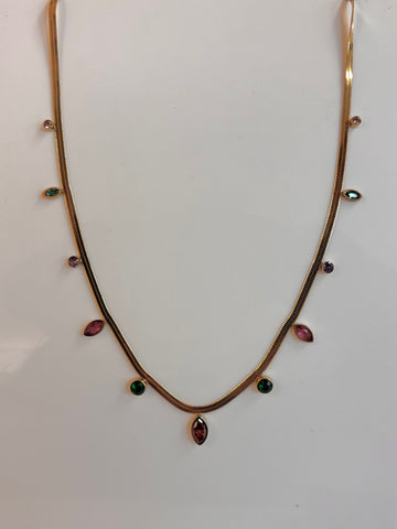 Jewel House Rocks 'Mixed crystal herringbone necklace 41-45cm length