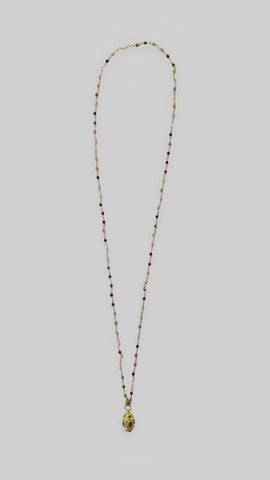 Jewel House Rocks 'Talisman - Long Necklace: tourmaline, moonstone & black onyx' L91cm