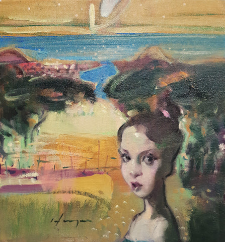 Joe Hargan 'Dot in a Landscape' oil on canvas board 25.5x25.5cm