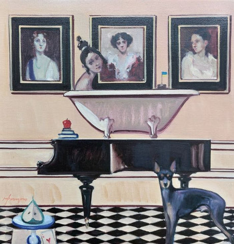 Joe Hargan 'The Little Bather' oil on canvas 51x51cm