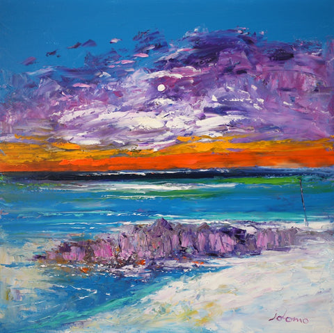 John Lowrie Morrison OBE 'Storm passing, North End, Isle of Iona' oil on canvas 61x61cm (24x24ins)