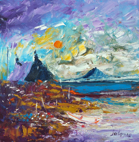 John Lowrie Morrison OBE 'Stormy weather on the Uists' oil on canvas 41x41cm (16x16ins)