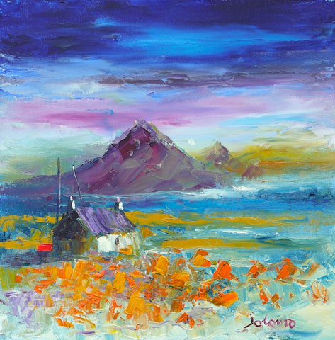 John Lowrie Morrison OBE 'Wee haystacks, South Uist' oil on canvas 41x41cm (16x16ins)