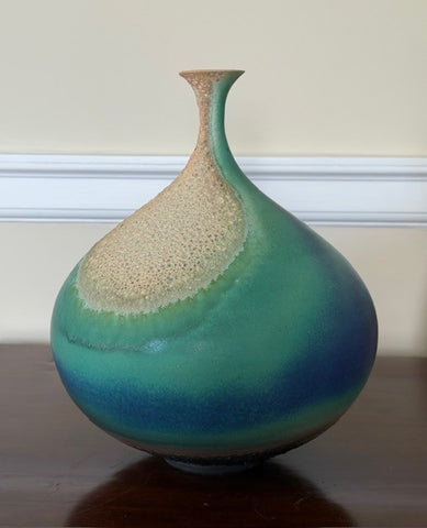 Jon Bull 'Large Coastal Fluted Bottle' ceramic H30xW23cm