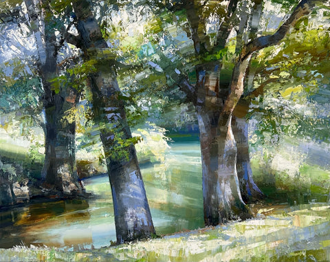 Jonathan Pocock 'Riverside Oaks' oil on linen 80x100cm