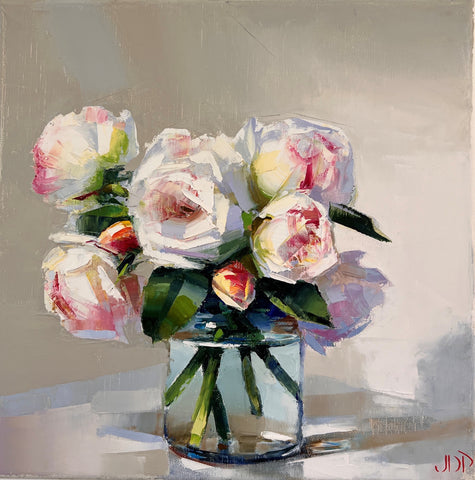 Jonathan Pocock 'Roses II' oil on linen 30x30cm