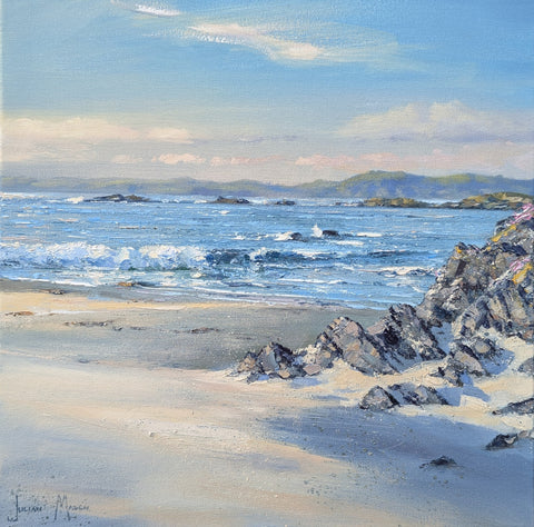Julian Mason 'Caolas Annraidh, Iona' oil on canvas 40x40cm (57x57cm framed)