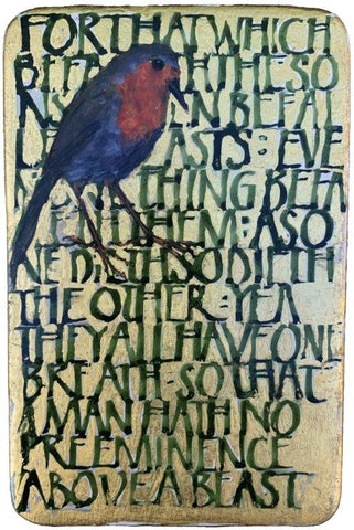 Julie Goring 'All One Breath Series - Robin' acrylic & gold leaf on board 16.3x9cm (26x21cm framed)